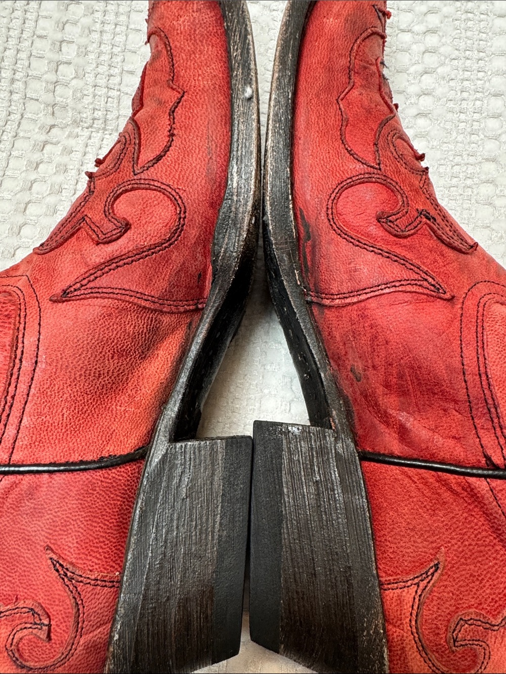 Stetson Embroidered Western Cowboy Boots Red - Picture 5 of 8